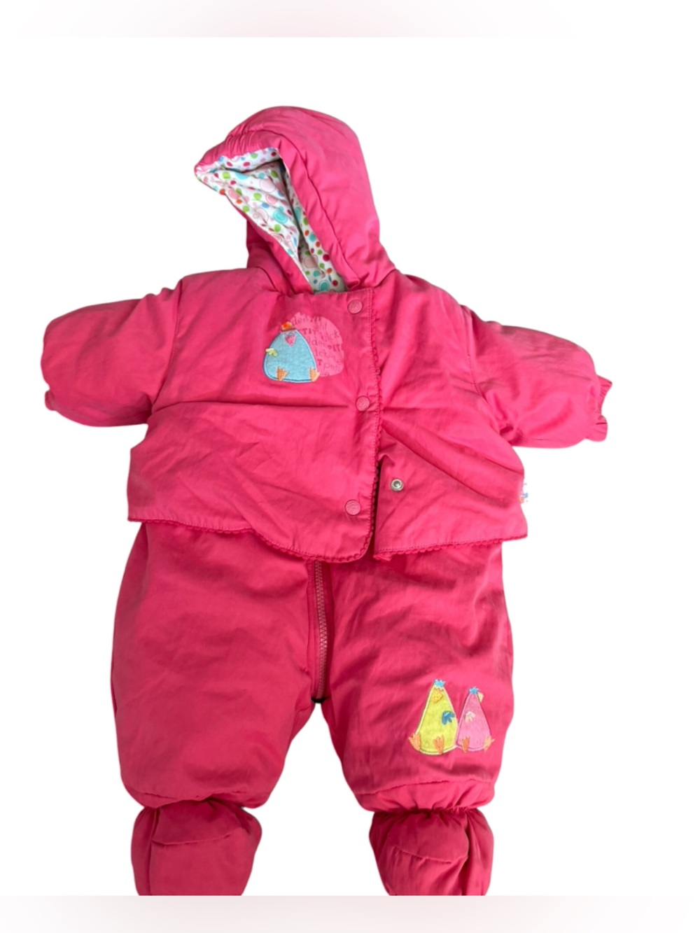 Absorba Vintage Bright Pink Hooded Puffer Snowsuit 3 month